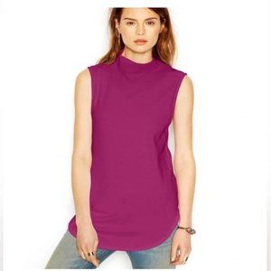 NWOT FREE PEOPLE Deep Fuchsia Sleeveless Mock Turtleneck Tunic
